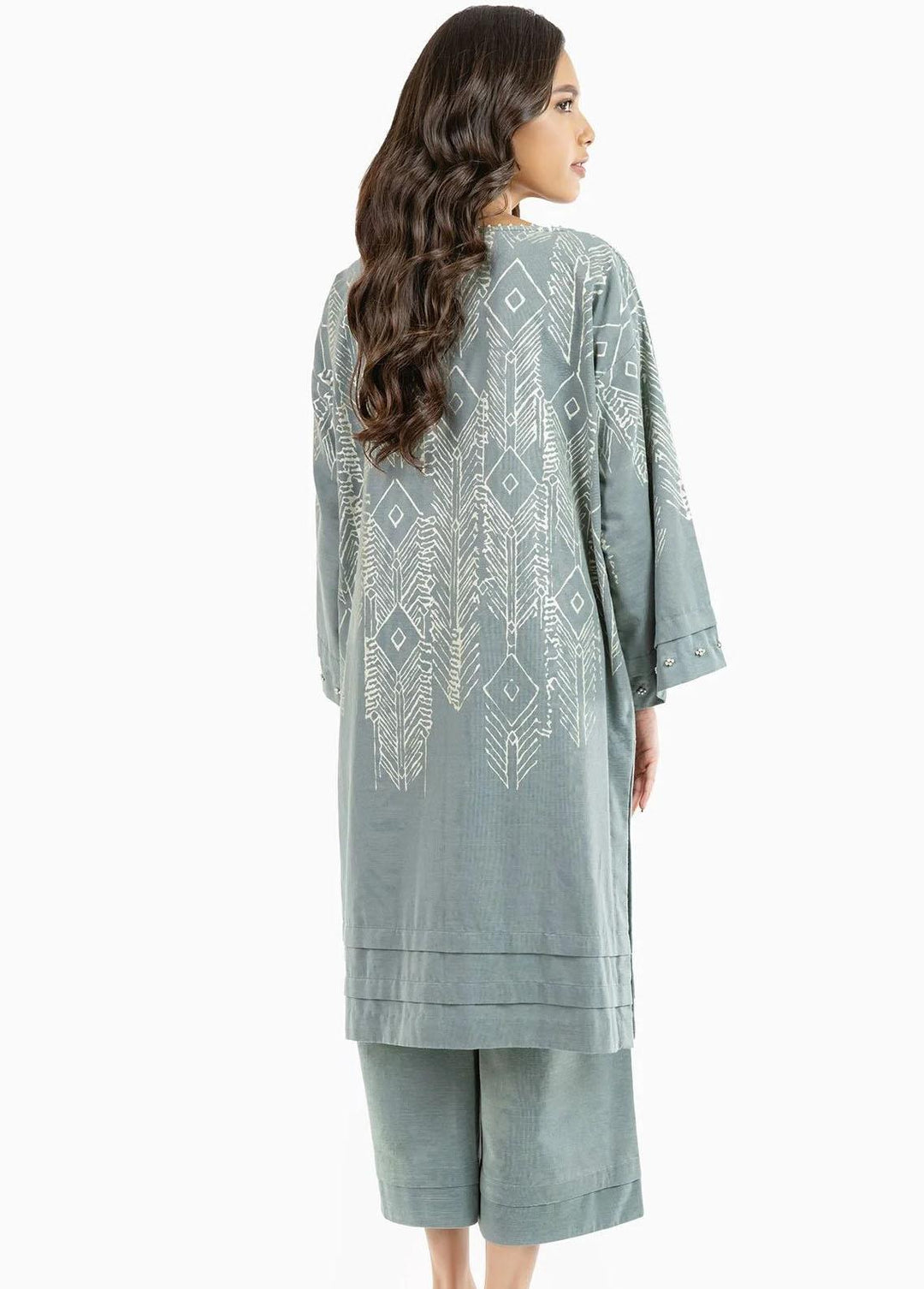 Al Karam Printed Khaddar Suits Unstitched 2 Piece AK22W FW-42.1-22-Grey - Winter Collection