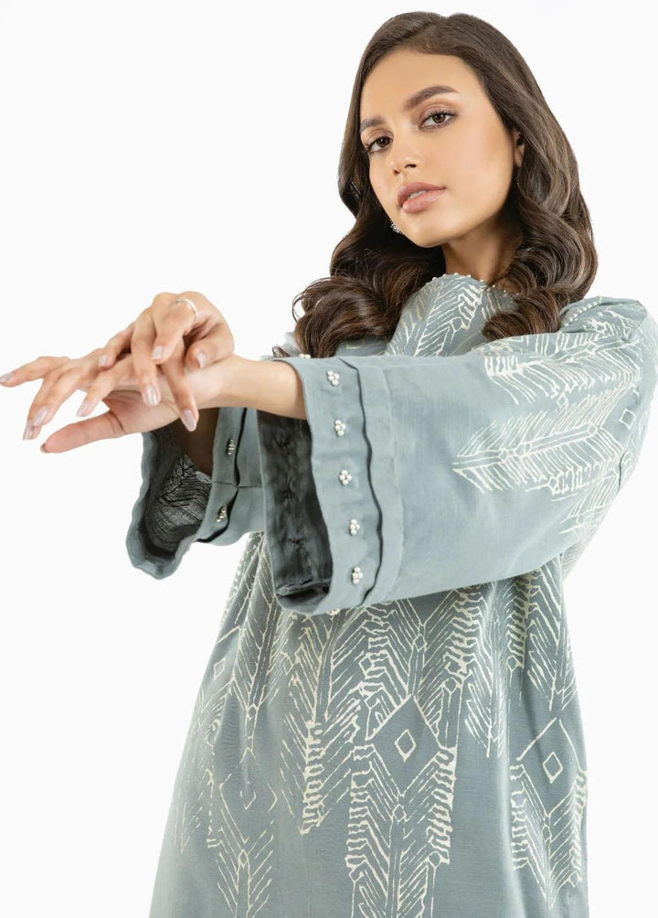 Al Karam Printed Khaddar Suits Unstitched 2 Piece AK22W FW-42.1-22-Grey - Winter Collection