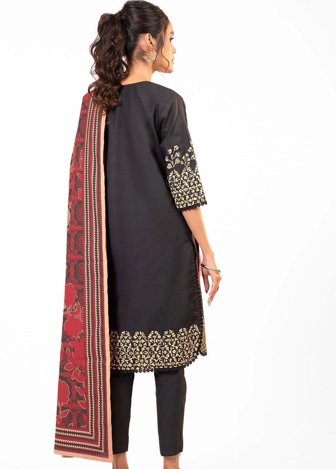 Al Karam Embroidered Fibre Suits Unstitched 2 Piece AK22W FW-44-22-Black - Winter Collection
