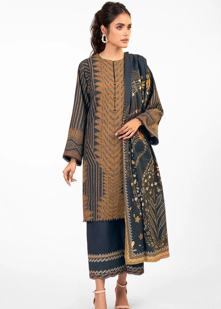 Al Karam Printed Khaddar Suits Unstitched 2 Piece AK22W FW-52-22-Yellow - Winter Collection