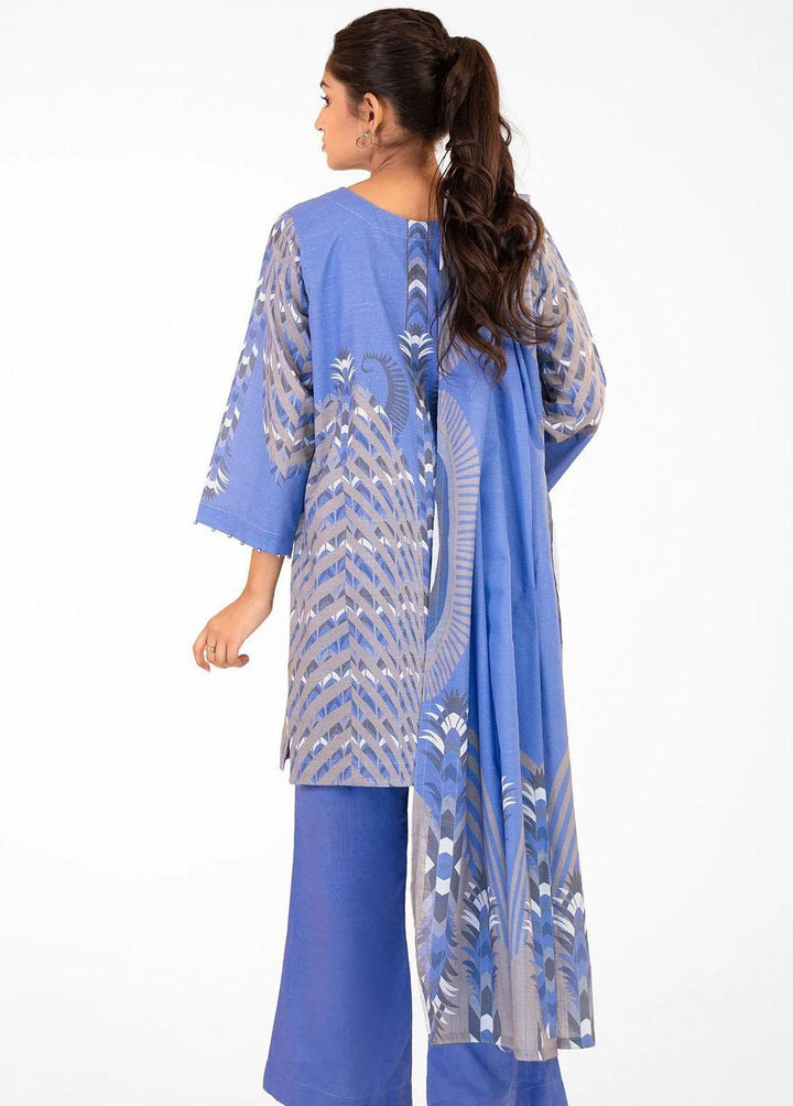 Al Karam Printed Khaddar Suits Unstitched 2 Piece AK22W FW-54-22-Blue - Winter Collection
