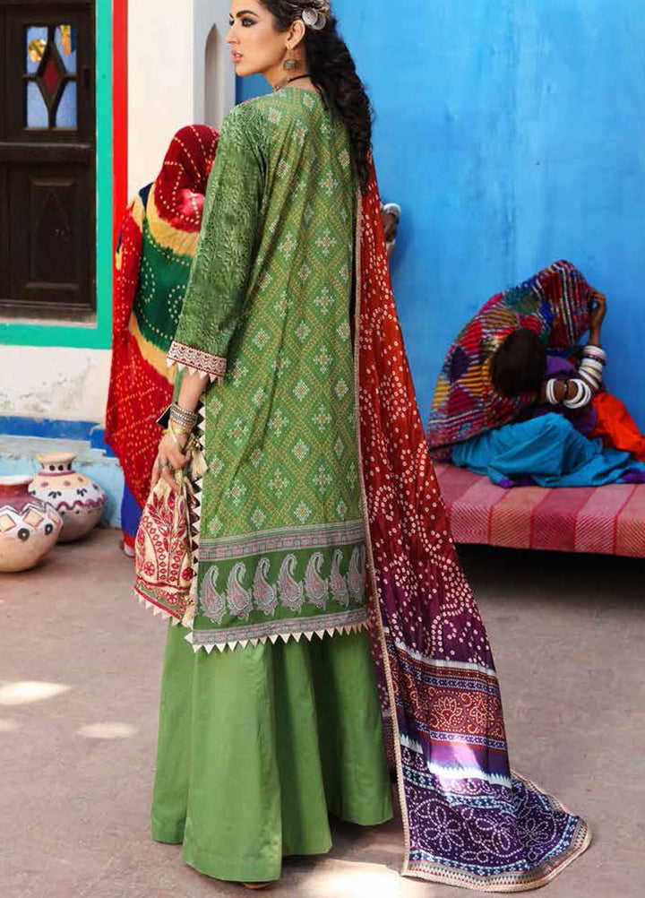 Bandhani By Al Zohaib Embroidered Lawn Suits Unstitched 3 Piece AZ21B 06 Raj Kumari - Summer Collection