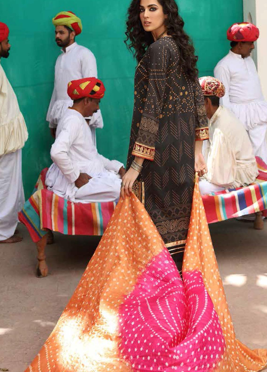 Bandhani By Al Zohaib Embroidered Lawn Suits Unstitched 3 Piece AZ21B 08 Zartaj - Summer Collection