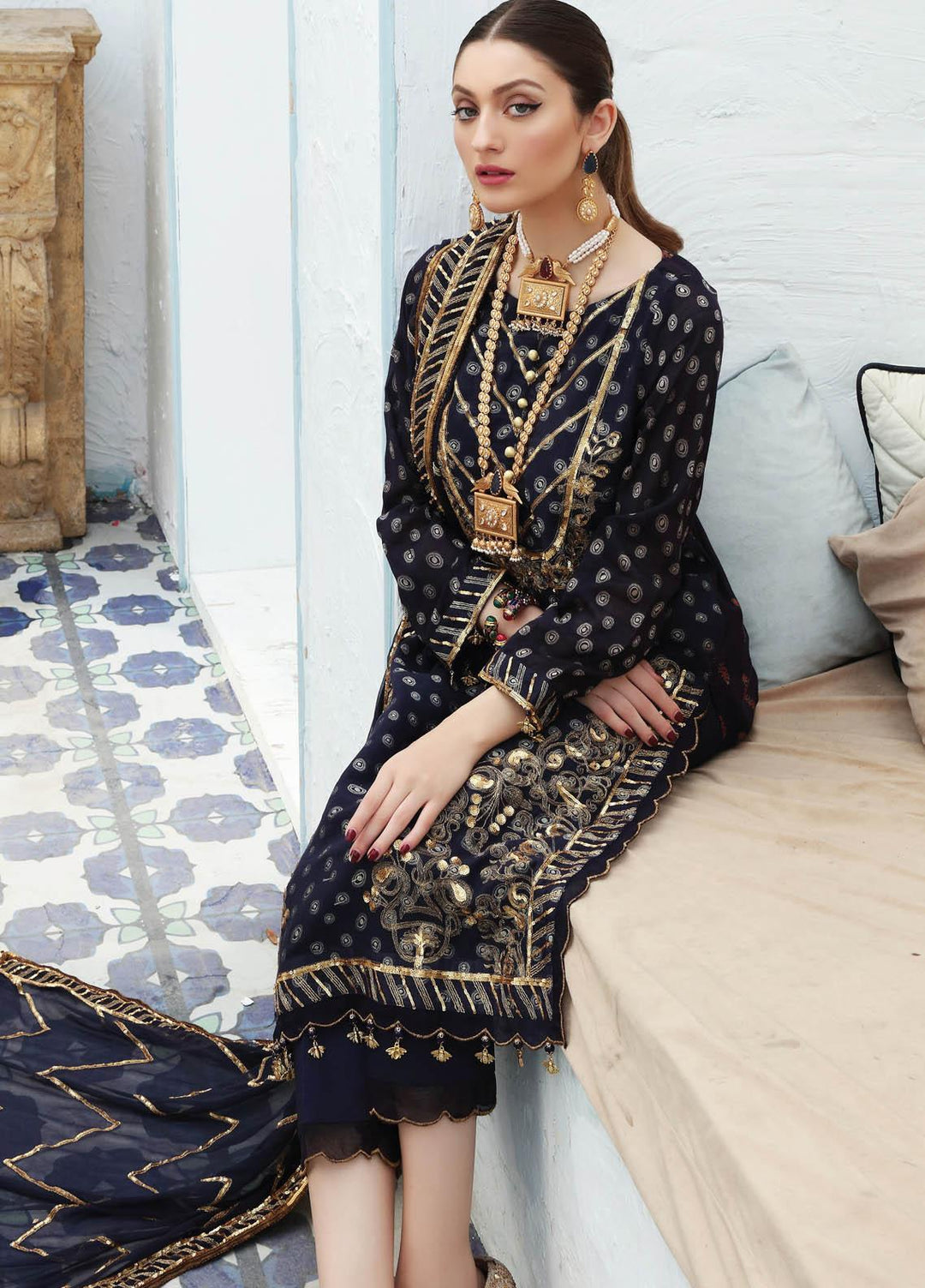 Festive Hues By Al Zohaib Embroidered Jacquard Suits Unstitched 3 Piece AZ21FH 02 - Festive Collection