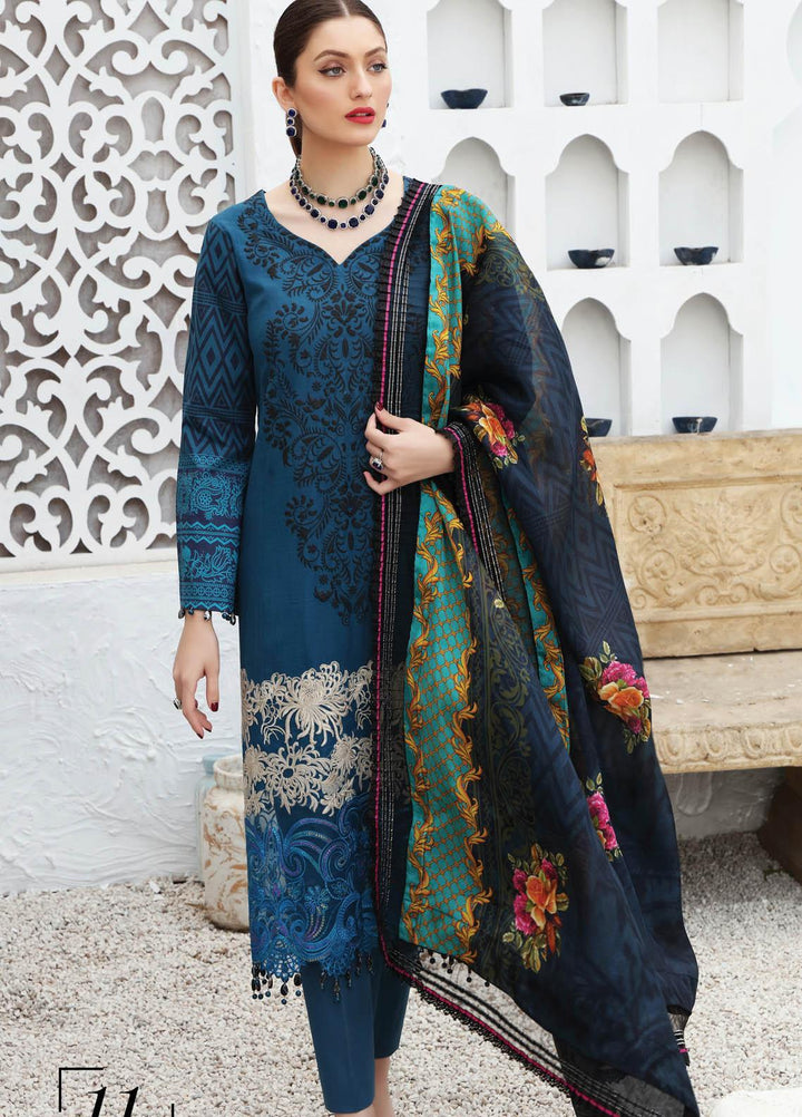 Festive Hues By Al Zohaib Embroidered Lawn Suits Unstitched 3 Piece AZ21FH 11 - Festive Collection