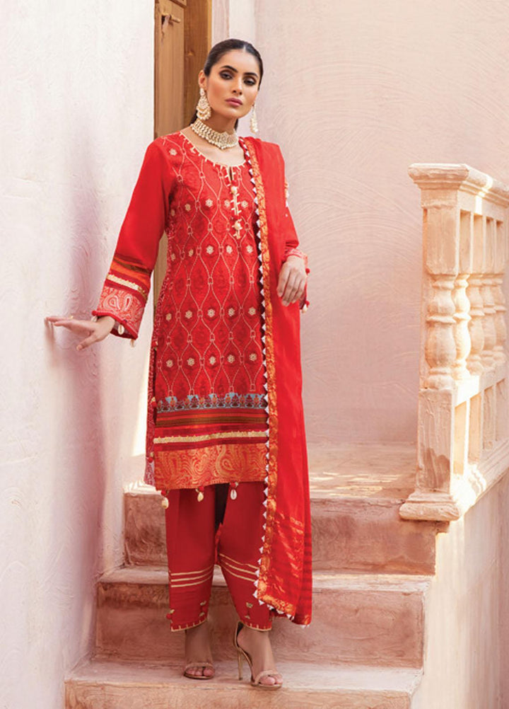 Festive Hues By Al Zohaib Embroidered Lawn Suits Unstitched 3 Piece AZ21-FH2 08 - Summer Collection