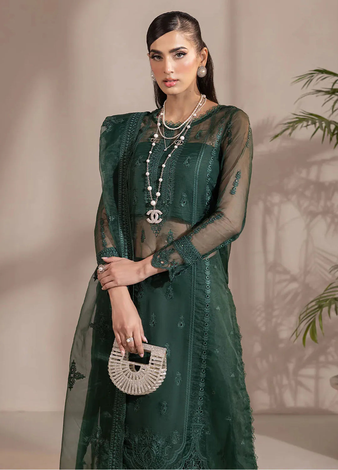 Aleen Pret Embroidered Organza 3 Piece Suit Clair