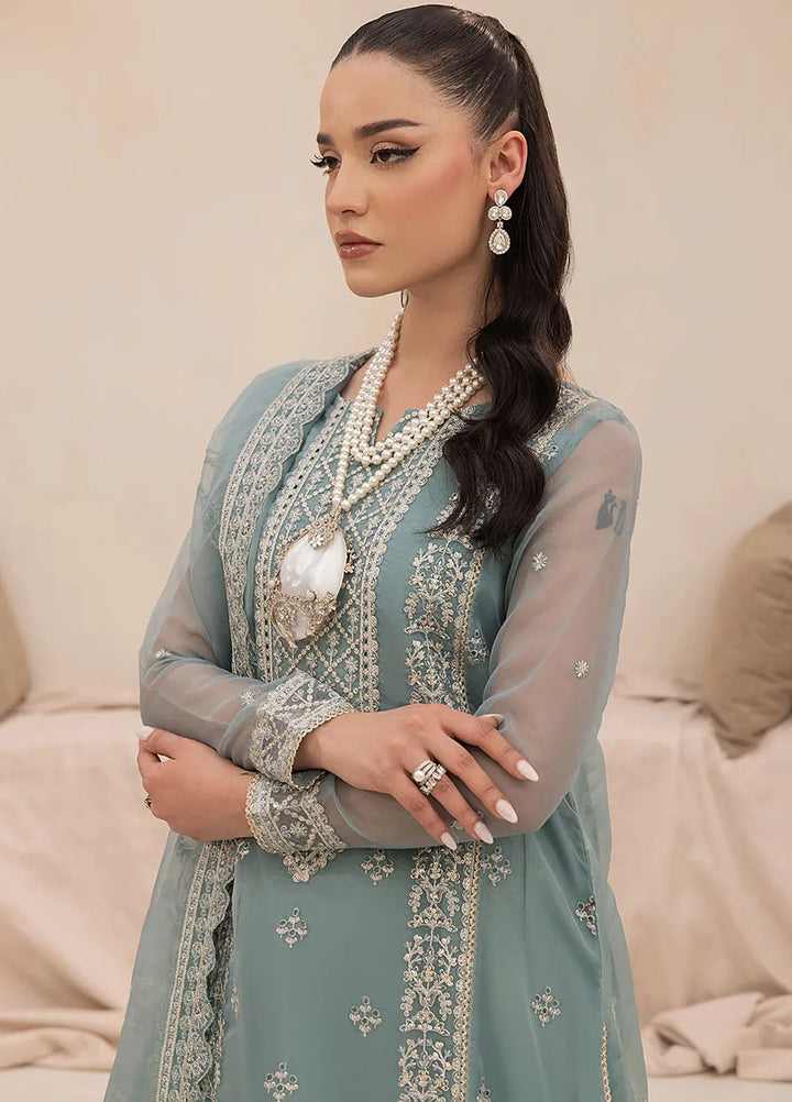 Aleen Pret Embroidered Organza 3 Piece Suit Cristal