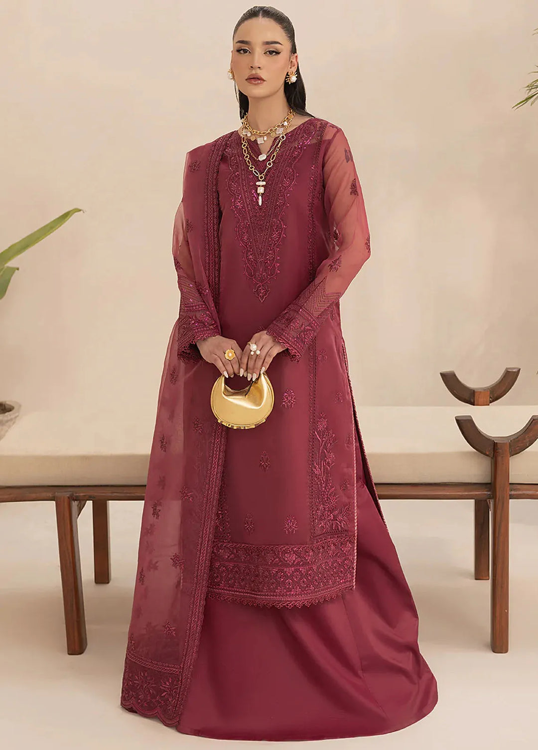 Aleen Pret Embroidered Organza 3 Piece Suit Lueur