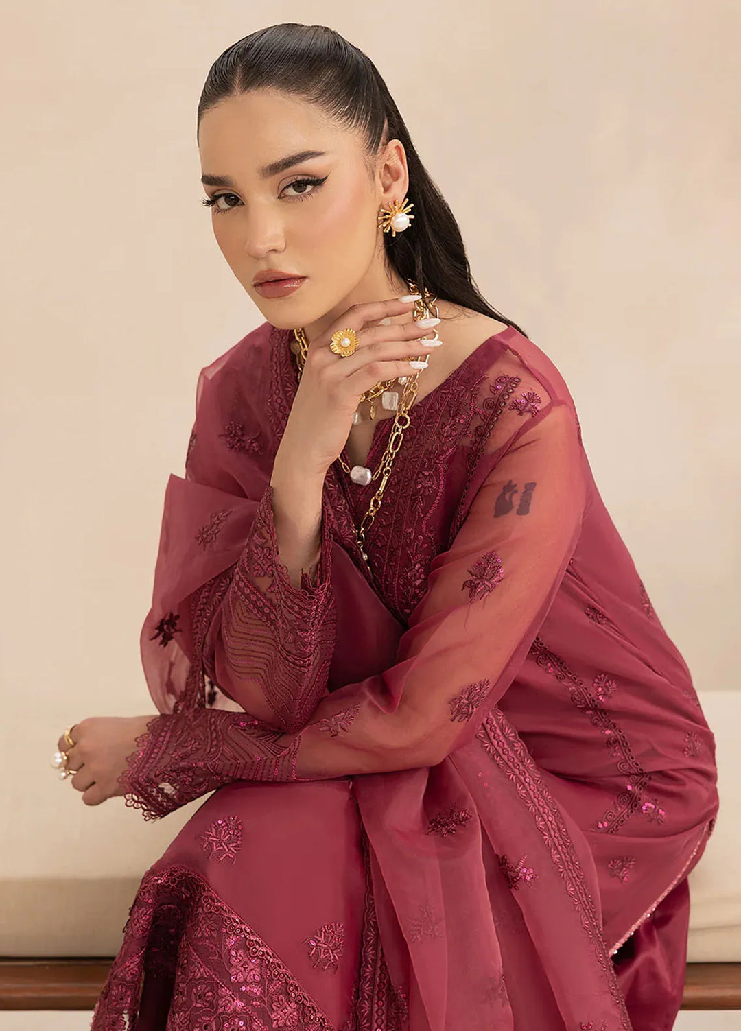 Aleen Pret Embroidered Organza 3 Piece Suit Lueur