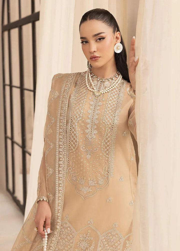 Aleen Pret Embroidered Organza 3 Piece Suit Noir