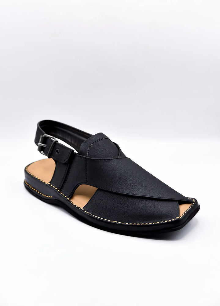 Alf Yay Plain Charsadda Black Peshawri Chappal AY FW10