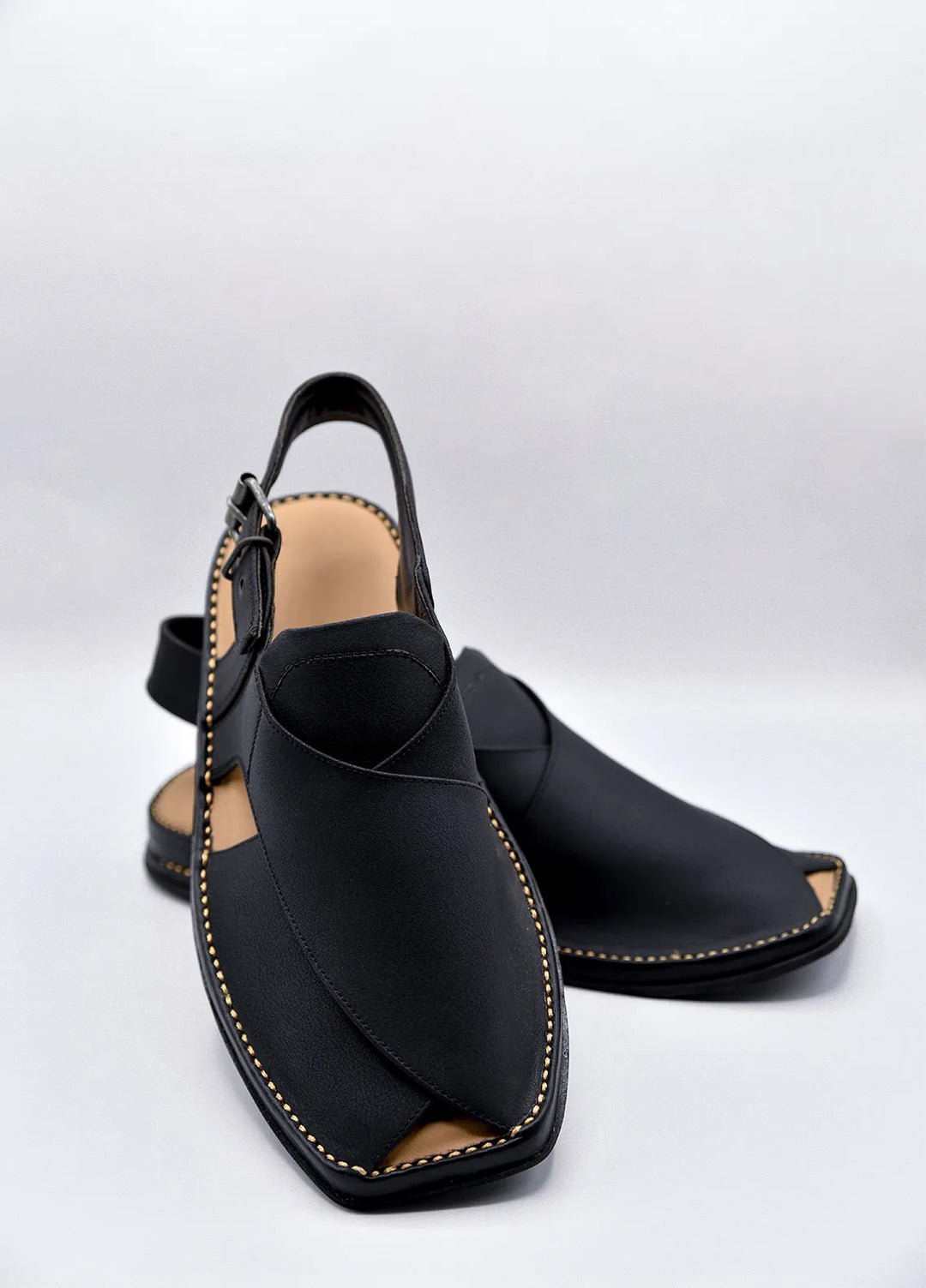Alf Yay Plain Charsadda Black Peshawri Chappal AY FW10