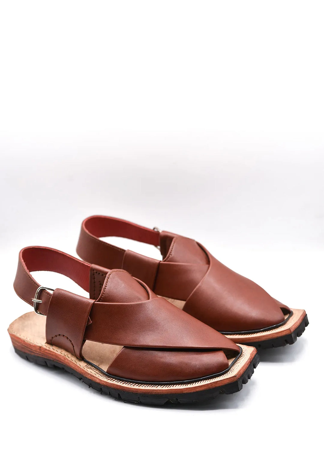 Alf Yay Plain Nyrosi Brown Peshawri Chappal Black AY FW17