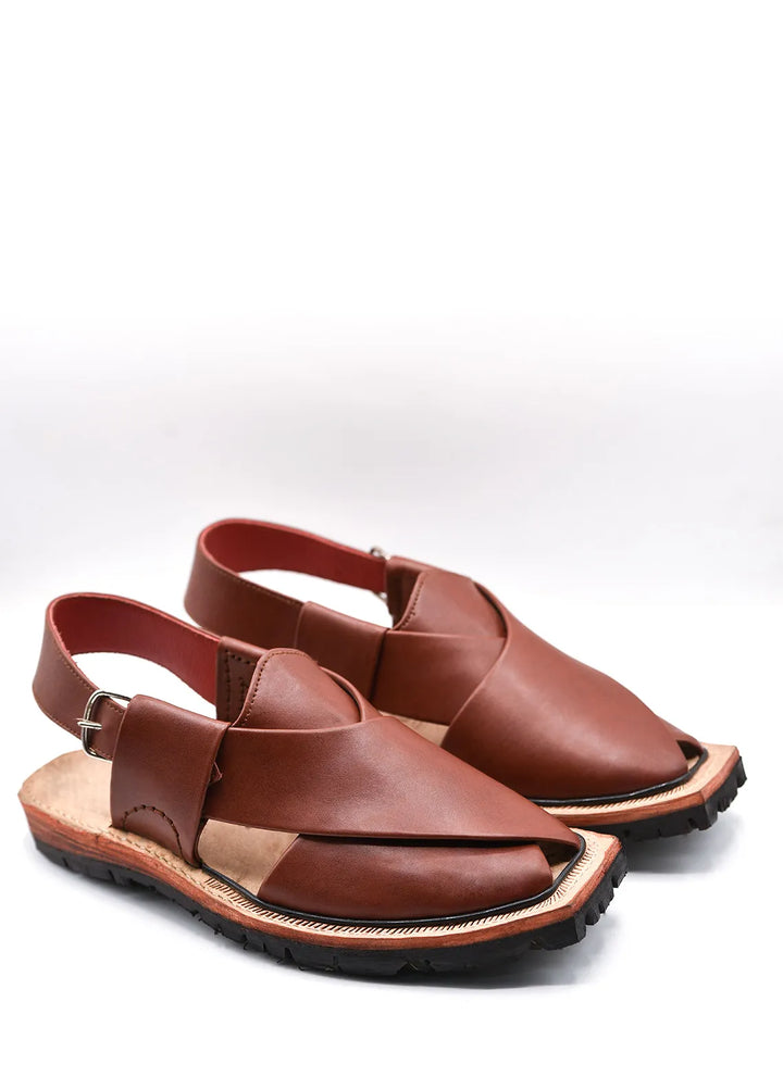 Alf Yay Plain Nyrosi Brown Peshawri Chappal Black AY FW17