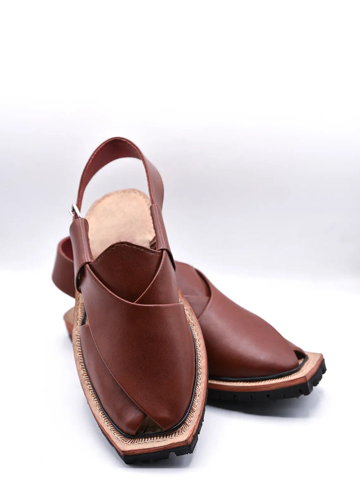 Alf Yay Plain Nyrosi Brown Peshawri Chappal Black AY FW17