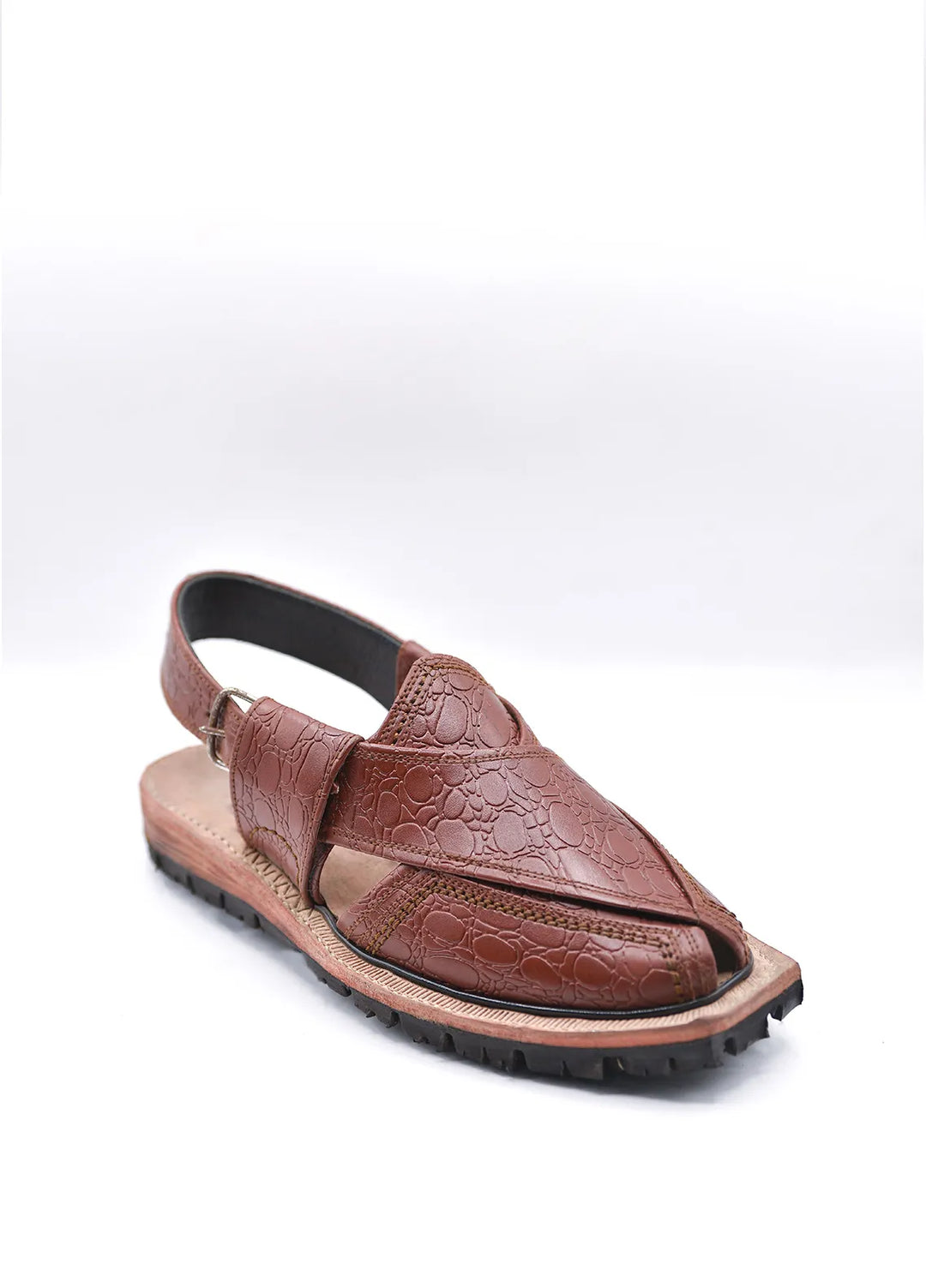 Alf Yay Textured Nyrosi Brown Peshawri Chappal Black AY FW18