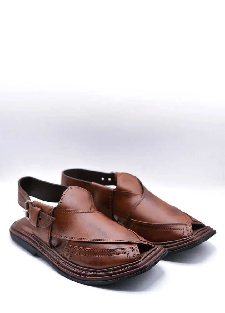 Alf Yay Textured Peshawar Zalmi Brown Texture Peshawri Chappal AY FW 20