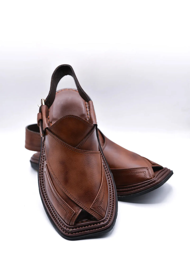 Alf Yay Textured Peshawar Zalmi Brown Texture Peshawri Chappal AY FW 20