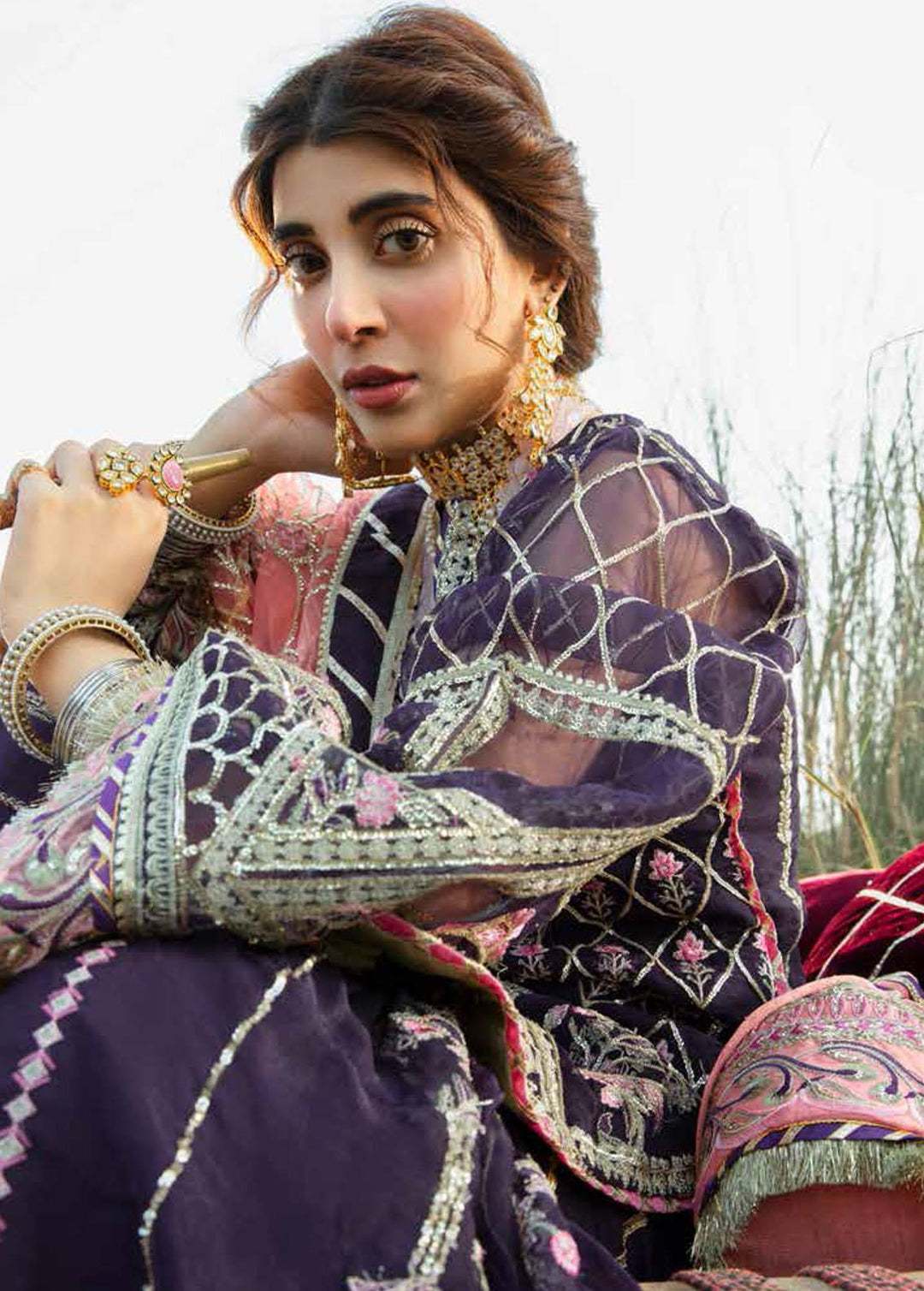 Alif by AJR Couture Embroidered Organza Suits Unstitched 3 Piece AJR22GK AGK-05 Rehbar - Wedding Collection