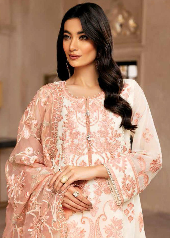 Alizeh Fashion by Bilal Embroidery Embroidered Chiffon Suit Unstitched 3 Piece AFB22F 04 Lale - Festive Collection