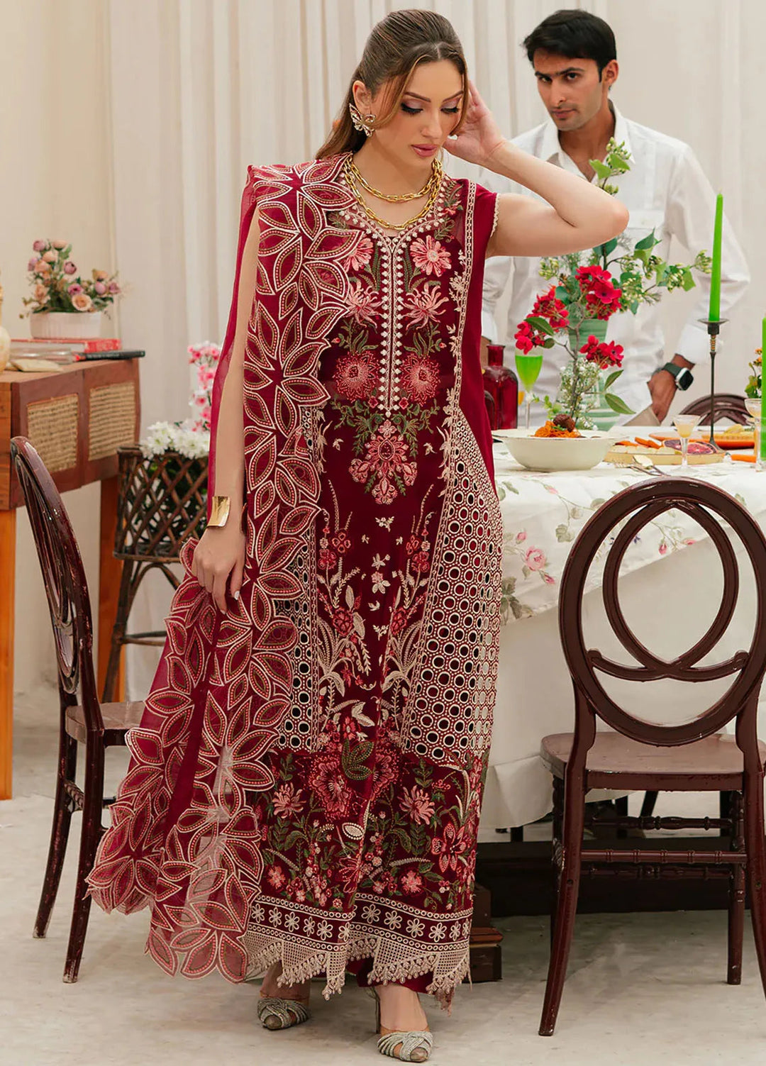 Allenura By Mahnur Embroidered Lawn Suits Unstitched 3 Piece MN24A D-07 Celestial - Luxury Collection