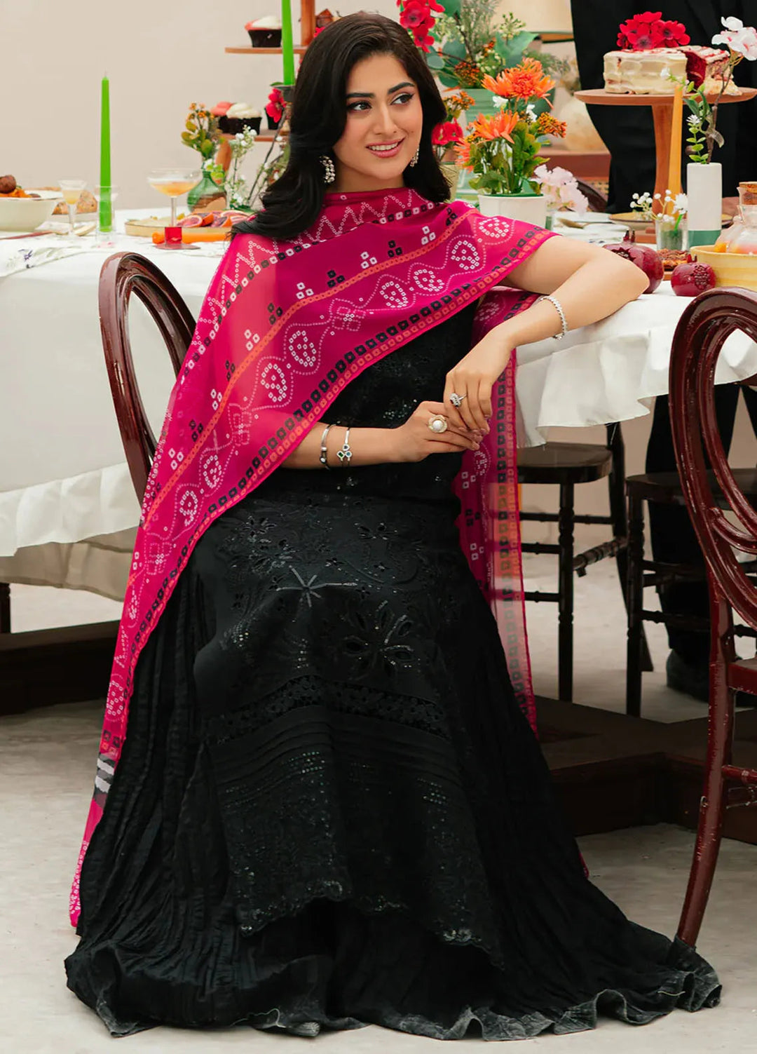 Allenura By Mahnur Embroidered Lawn Suits Unstitched 3 Piece MN24A D-11 Mocha - Luxury Collection