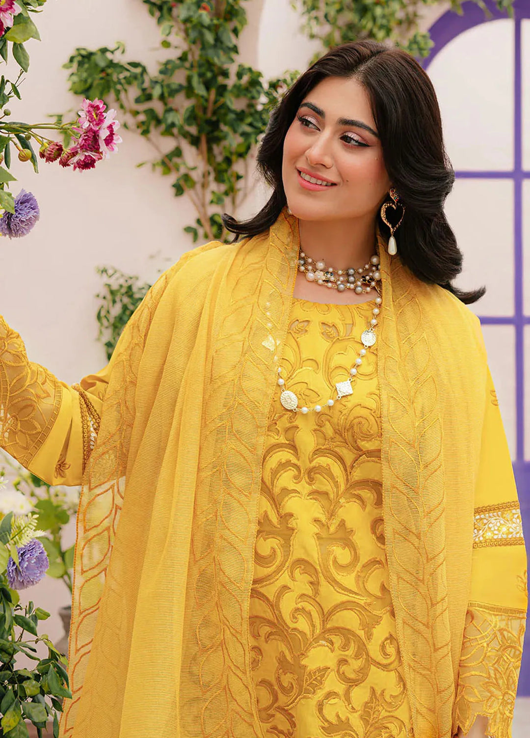 Allenura By Mahnur Embroidered Lawn Suits Unstitched 3 Piece MN24A D-13 Meridian - Luxury Collection