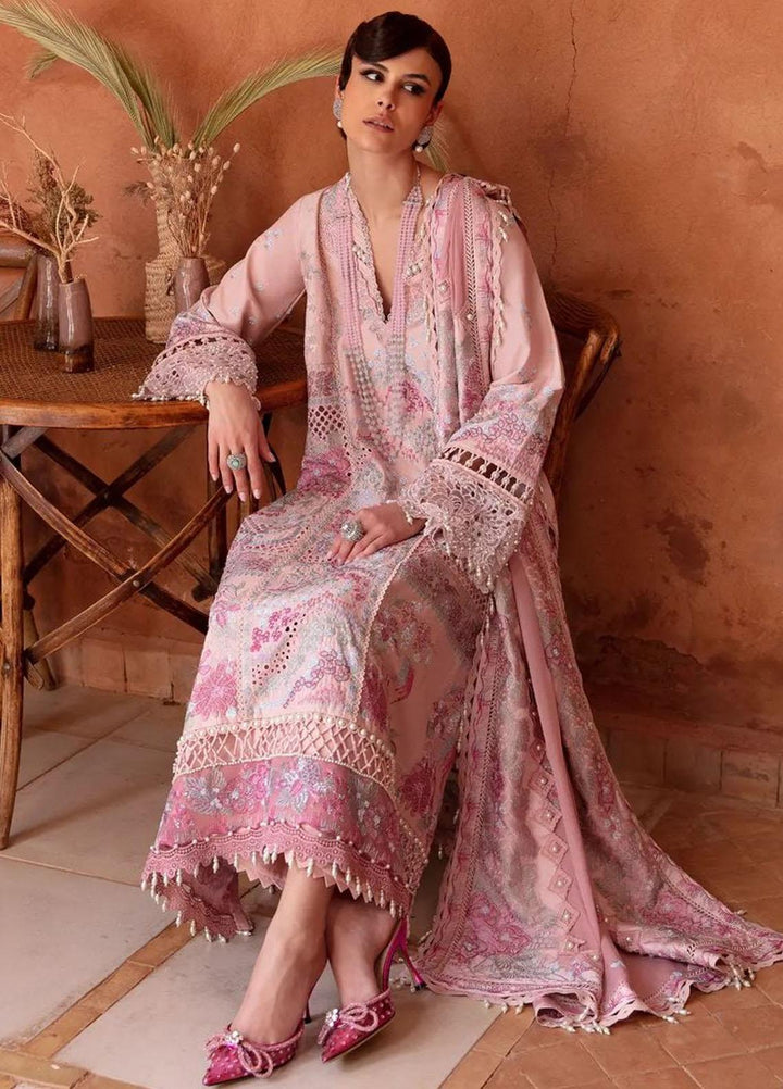Amaani By Republic Womenswear Embroidered Lawn Suits Unstitched 3 Piece RW23A D-1B Azalea - Luxury Eid Collection