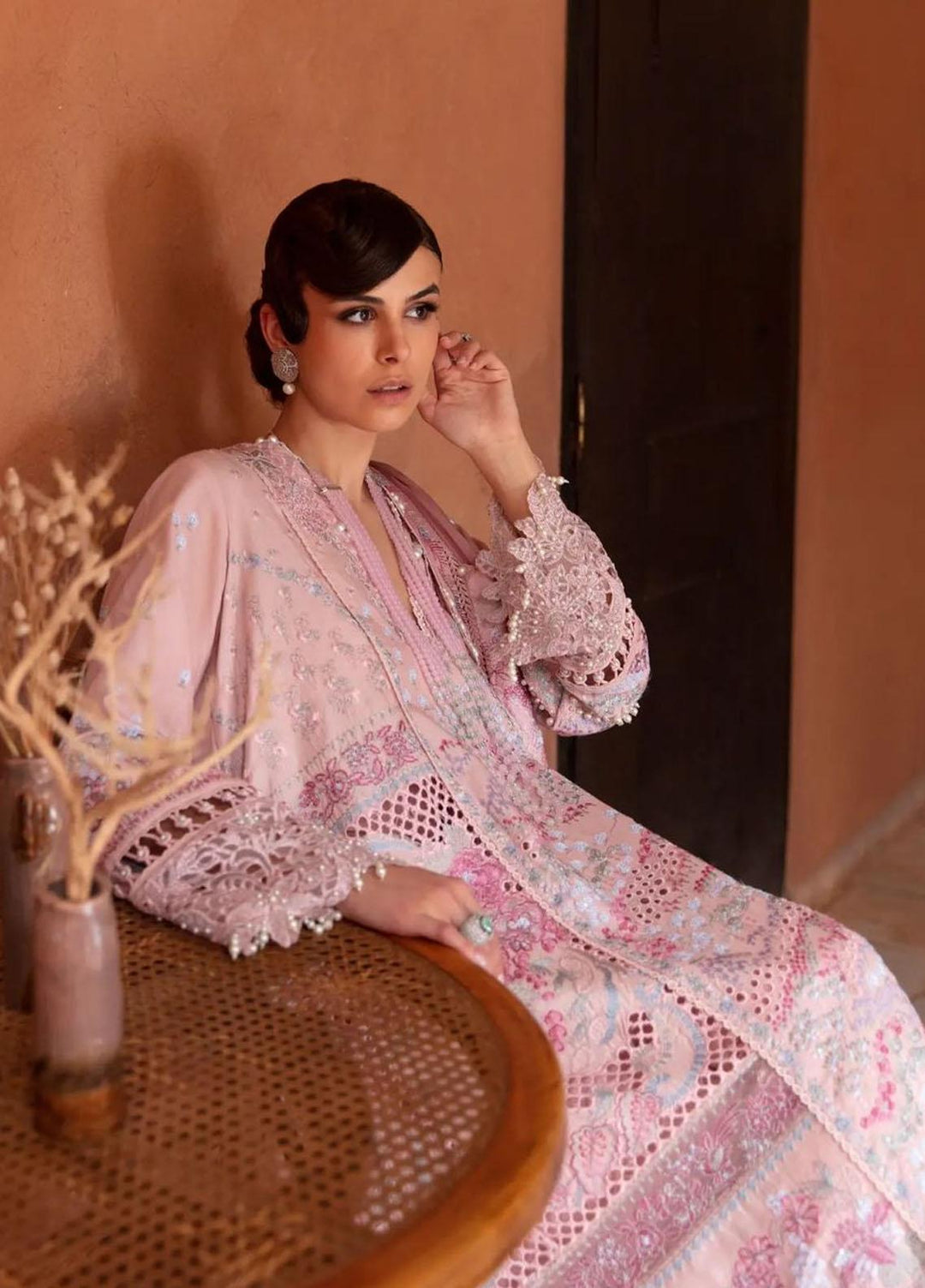 Amaani By Republic Womenswear Embroidered Lawn Suits Unstitched 3 Piece RW23A D-1B Azalea - Luxury Eid Collection