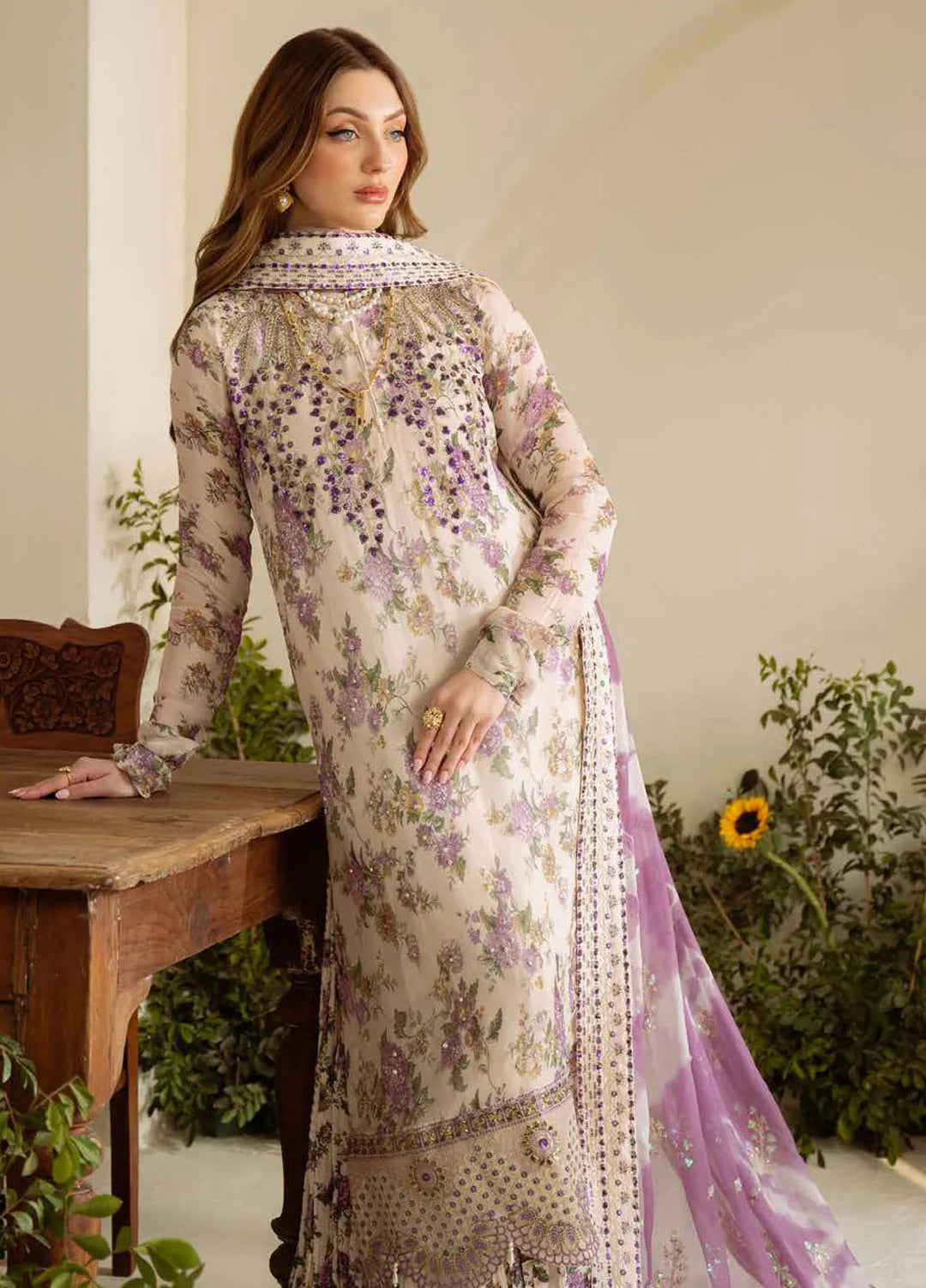 Amaya by Nureh Embroidered Chiffon Suit Unstitched 4 Piece NU25AL AM-07 - Luxury Collection