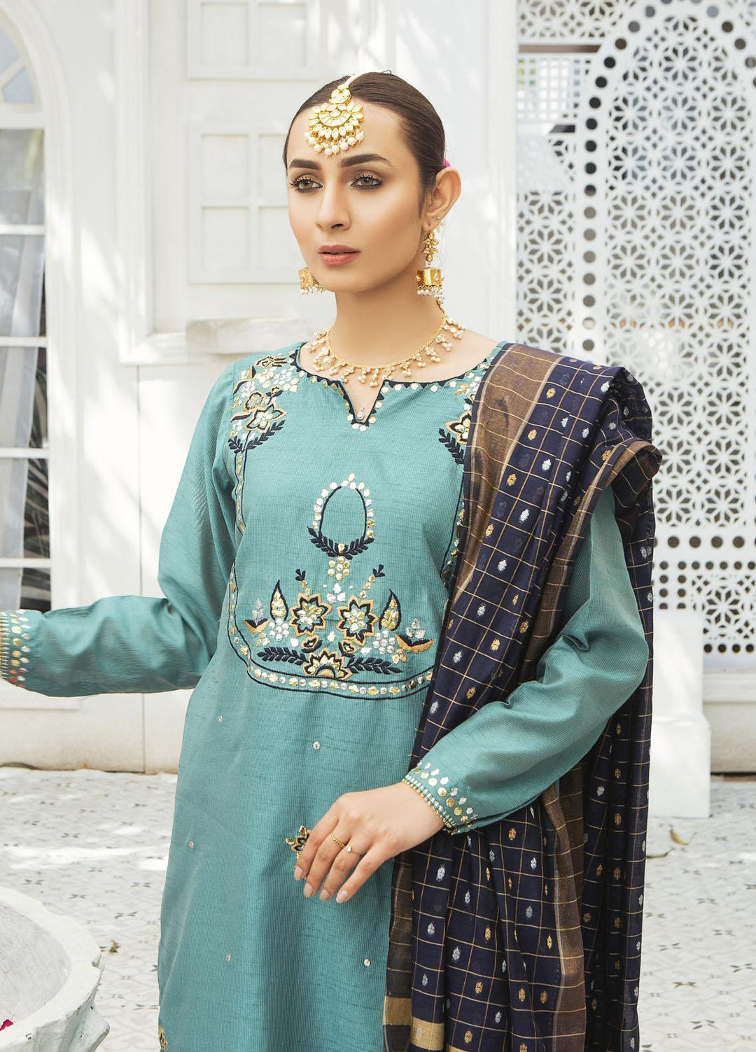 Amsin Attire Luxury Pret Embroidered Cotton Net Ready to Wear (RTW) AAR22FE A6