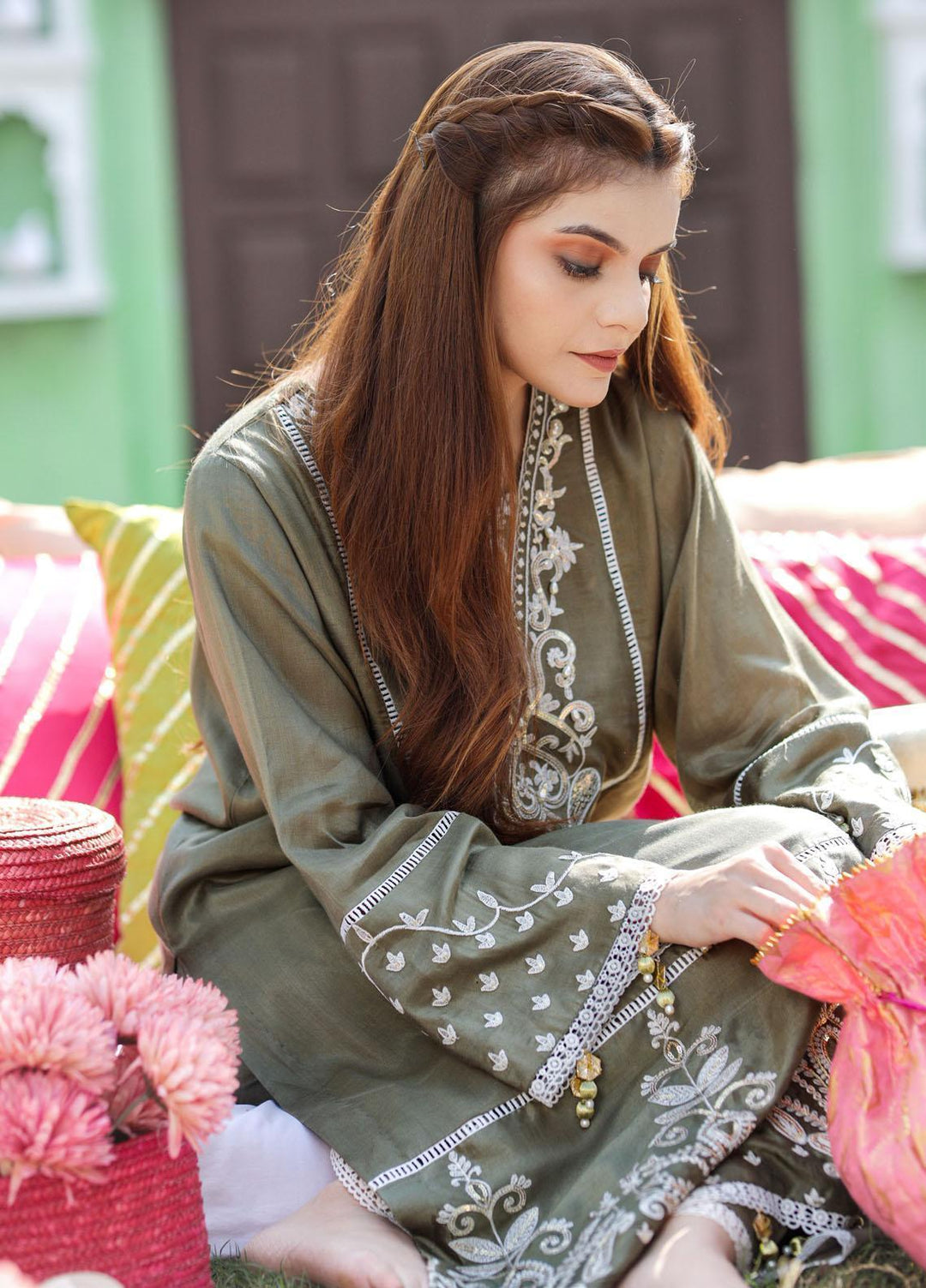 Amsin Attire Casual Pret  Viscose Linen 2 Piece Suit AAR21W A-11