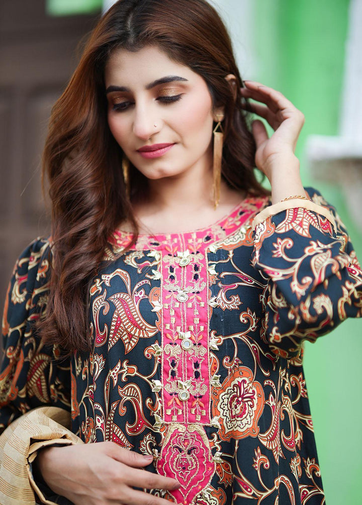 Amsin Attire Casual Pret  Silk Linen 3 Piece Suit AAR21W A-16