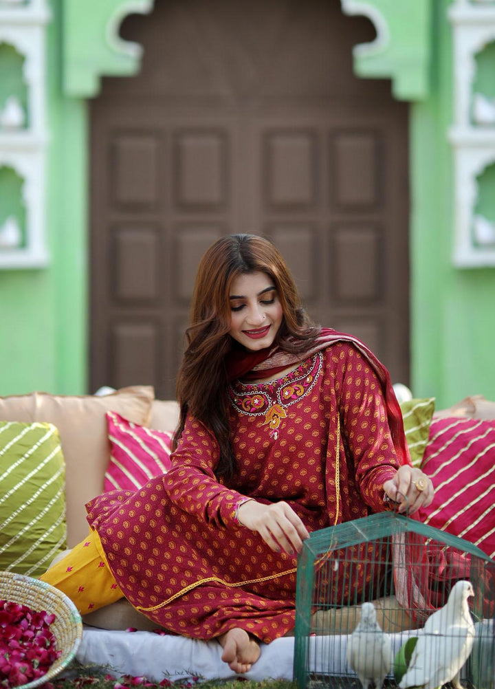 Amsin Attire Casual Pret  Silk Linen 3 Piece Suit AAR21W A-17