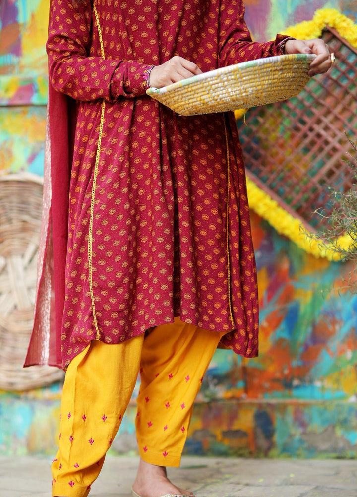 Amsin Attire Casual Pret  Silk Linen 3 Piece Suit AAR21W A-17