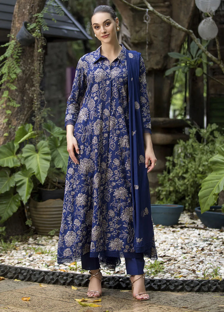 Anabelah Embroidered Lawn Suits Unstitched 3 Piece Glory Blue - Festive Collection