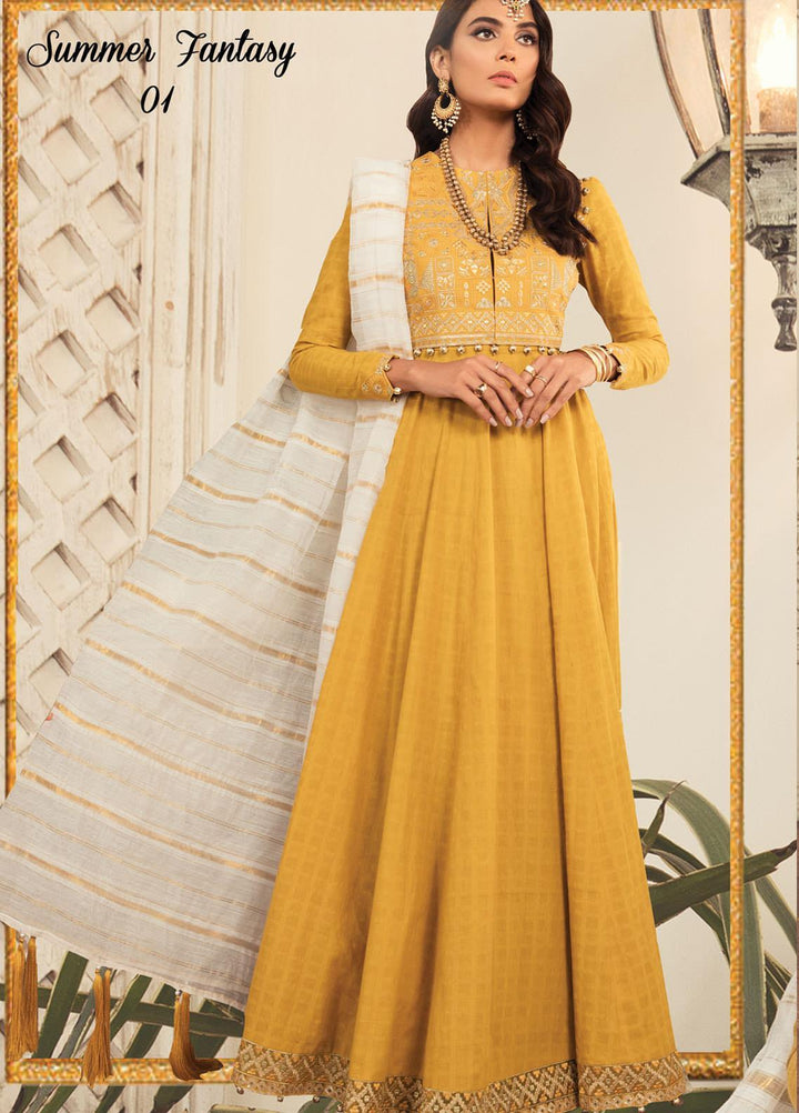 Anamta by Mahwish Ishtiaq Embroidered Lawn Suits Unstitched 3 Piece ANT21L 01-Summer Fantasy - Luxury Collection