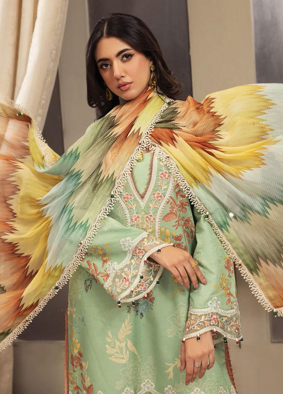 Anaya By Kiran Chaudhry Embroidered Lawn Suits Unstitched 3 Piece AKC23E AL23-17-Minahil - Eid Collection