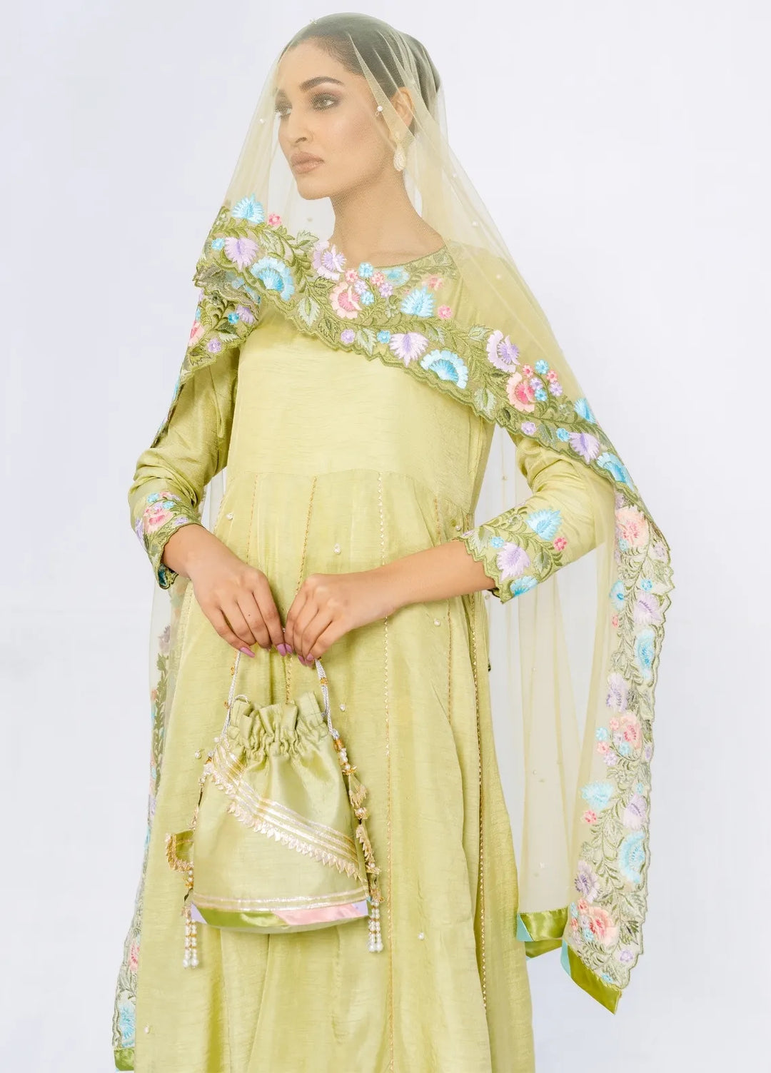Anayra Amal Pret Embroidered Korean Silk 3 Piece Suit Vasl