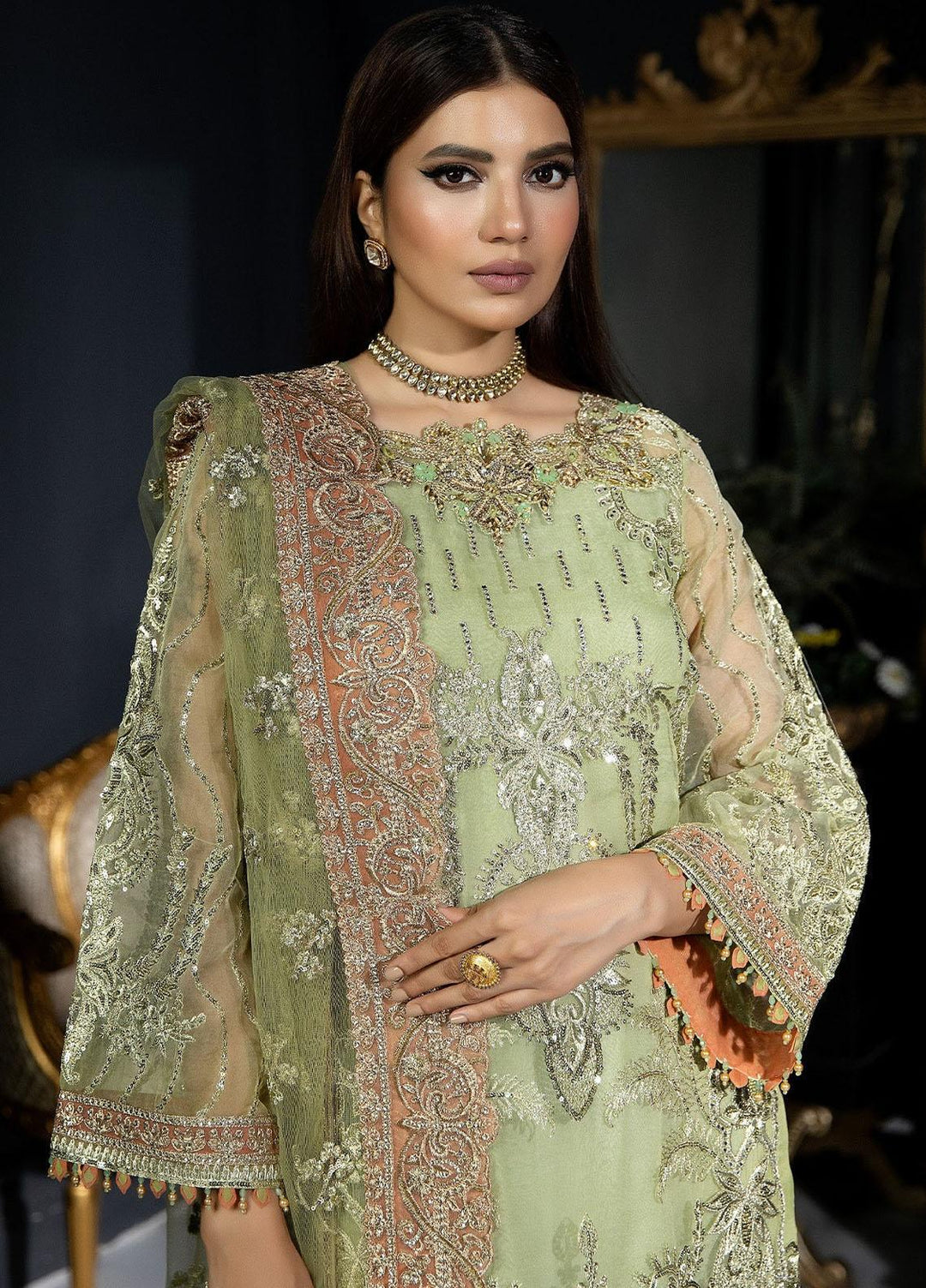 Andaaz-E-Khaas By Imrozia Premium Embroidered Organza Suits Unstitched 3 Piece IMP23AK IB-39 Azminah - Luxury Collection