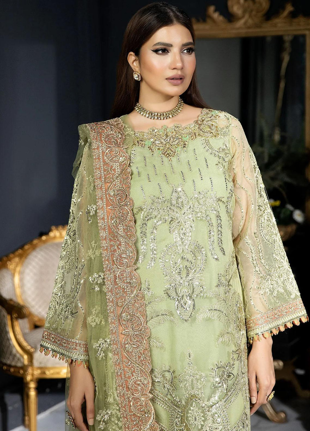 Andaaz-E-Khaas By Imrozia Premium Embroidered Organza Suits Unstitched 3 Piece IMP23AK IB-39 Azminah - Luxury Collection