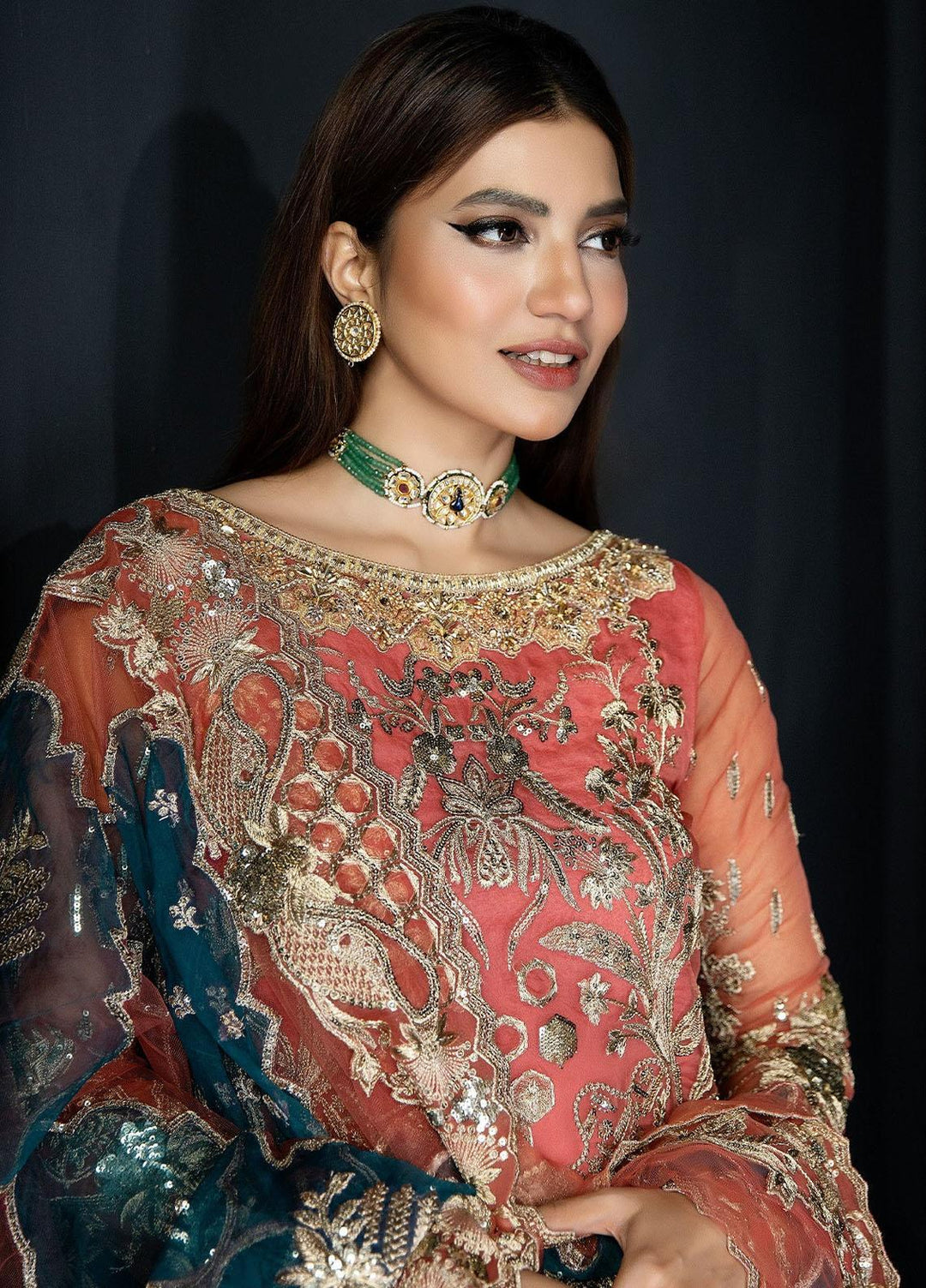 Andaaz-E-Khaas By Imrozia Premium Embroidered Organza Suits Unstitched 3 Piece IMP23AK IB-40 Giaa - Luxury Collection