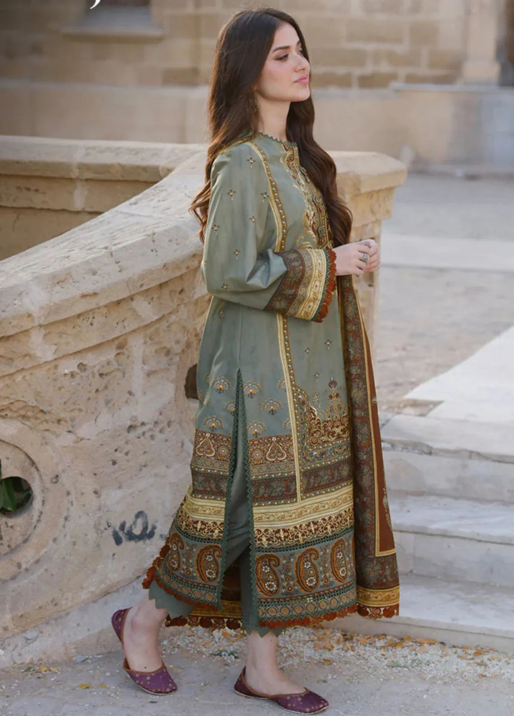 Arabic Lawn By Asim Jofa Printed Suit Unstitched 3 Piece AJ24AL AJPL-10 - Summer Collection
