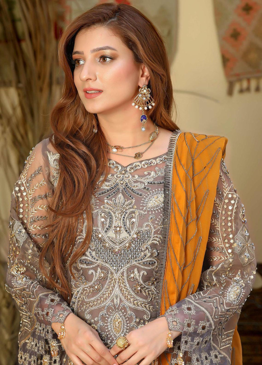 Areesha Embroidered  Suits Unstitched 3 Piece ARE22-P16 2 Brown Sugar - Premium Collection