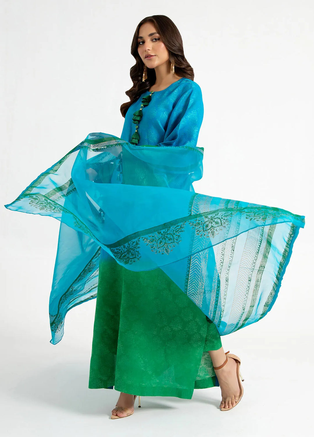 Arif Ashraf Pret Embroidered Self Jacquard 3 Piece Suit Yasil