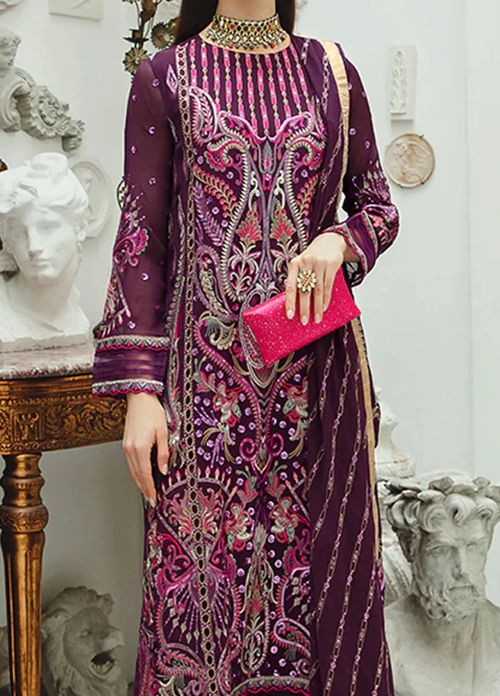 Ariya By Maryum N Maria Embroidered Chiffon Suit Unstitched 3 Piece MNM24A 502 Roshan - Formals Collection
