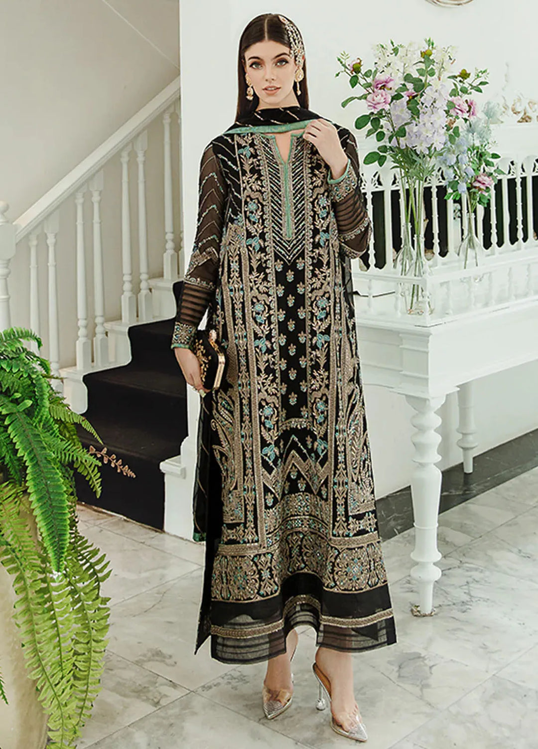 Ariya By Maryum N Maria Embroidered Chiffon Suit Unstitched 3 Piece MNM24A 507 Iman - Formals Collection