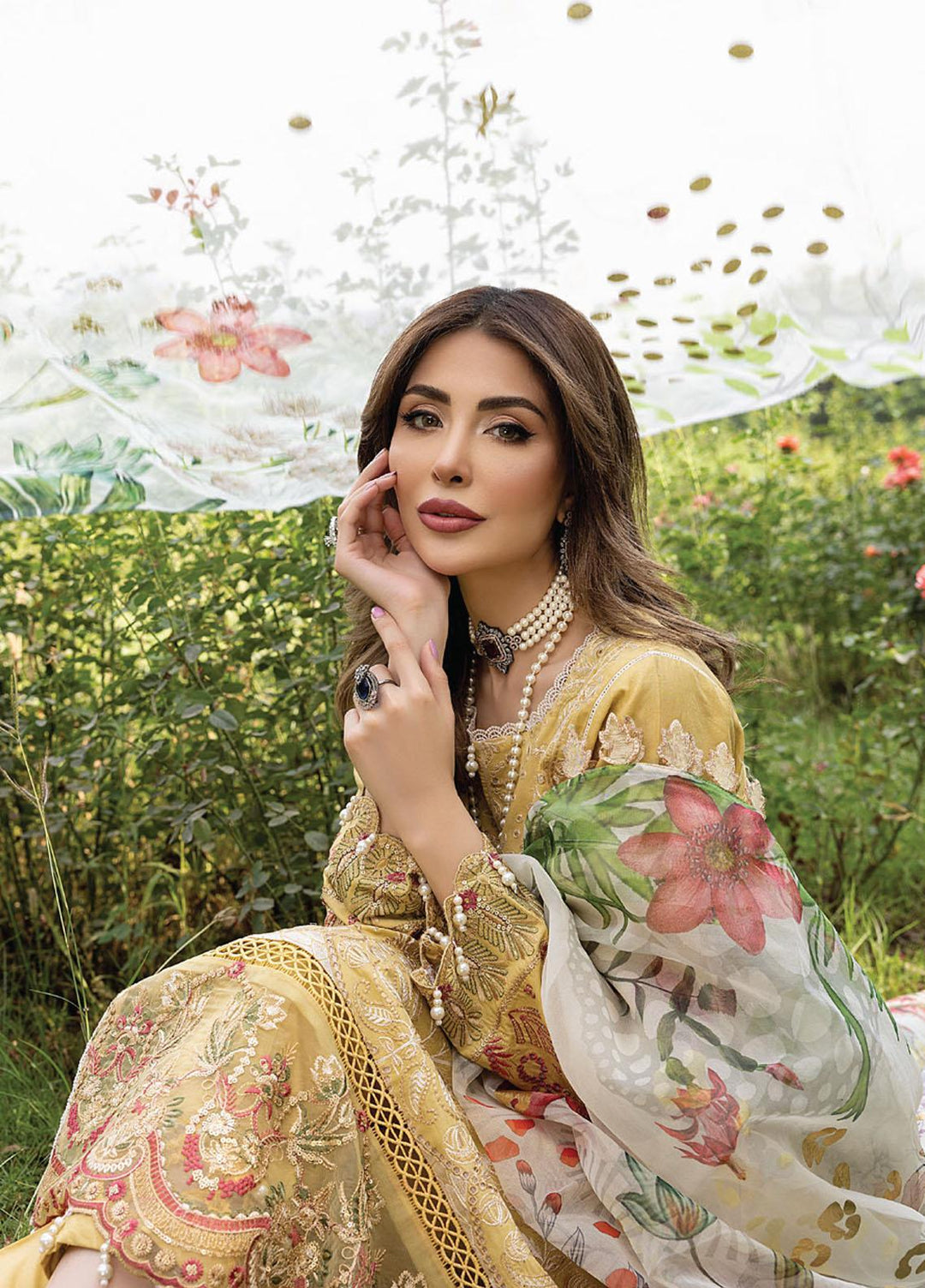 Arzoo by Humdum Embroidered Lawn Suits Unstitched 3 Piece HD22AZ D-05 Sun Shine Glory - Summer Collection