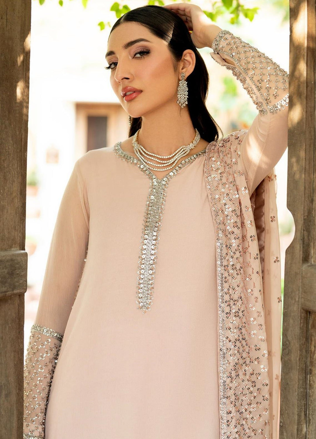 Arzou by Zarif Embroidered Chiffon Suits Unstitched 3 Piece ZF25AF HW-02 Luna - Formal Collection